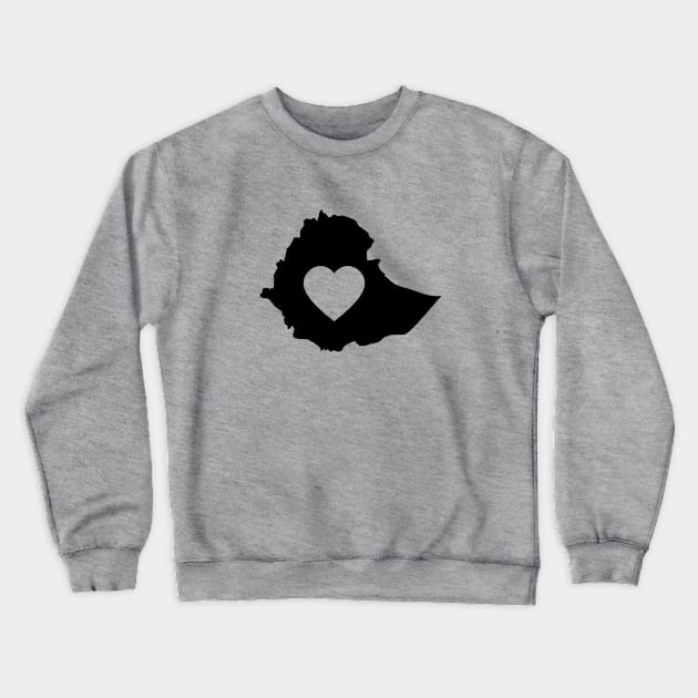 A piece of my heart is in Ethiopia (Black) Crewneck Sweatshirt by The Lemon Stationery & Gift Co